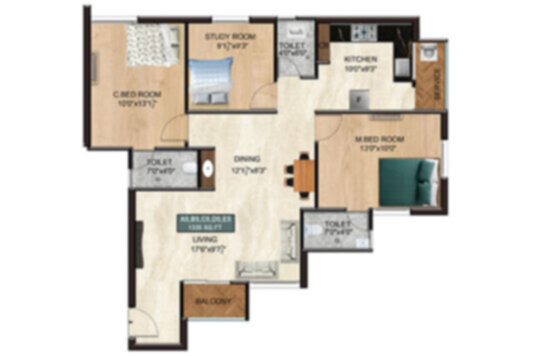 Nest Craft 3 BHK 1335 Sqft