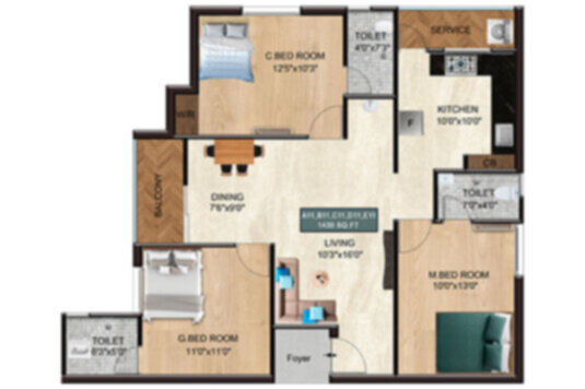 Nest Craft 3 BHK 1430 Sqft