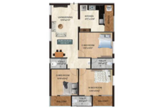 Nest Craft 3 BHK 1445 Sqft