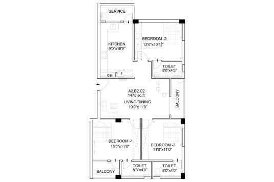 Nest Craft 3 BHK 1475 Sqft