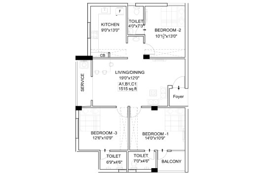 Nest Craft 3 BHK 1515 Sqft