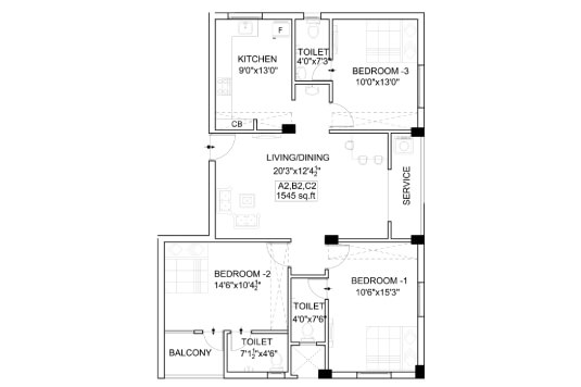 Nest Craft 3 BHK 1545 Sqft